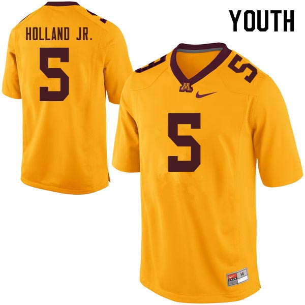 Youth #5 Melvin Holland Jr. Minnesota Golden Gophers College Football Jerseys Sale-Gold